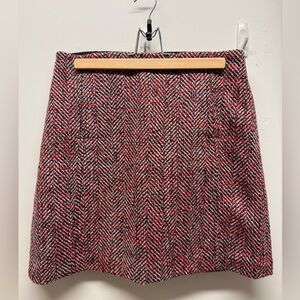 LOFT Red and Black Herringbone Mini Skirt
